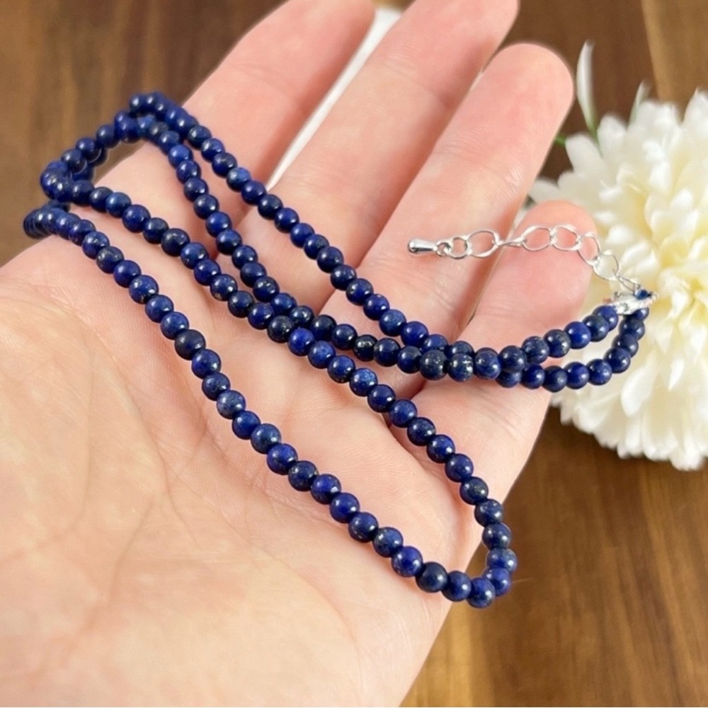 Blue Lapis Lazuli Bead Necklace Chain 18-20” Adjustable Southwest Style New - Picture 2 of 4